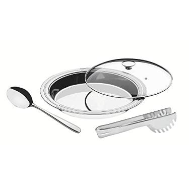 Imagem de Kit para Servir Aço Inox com Tampa de Vidro com 3 Peças, Prata, Tramontina