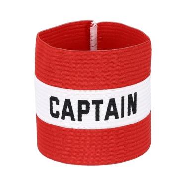 Imagem de YELARXI Braçadeira Capitão, Braçadeira de Capitão de Futebol Elásticas Ajustáveis Braçadeiras Líder Equipe Esportiva Banda de Jogador de Rugby 13 x 8,6 cm e Vermelho/Branco Ajuste para (Treinamento de