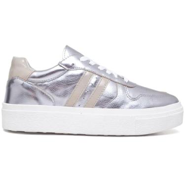 Imagem de Tênis Feminino Estiloso em Verniz Sola Alta Moderno Confortável do 34 ao 40, Ref.: 1006, Polo Blu ORIGINAL (Prata, BR, Adulto, Numérico, 34)