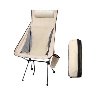 Imagem de Cadeira De Camping Portátil Leve E Dobrável Com Apoio De Cabeça Em Lig