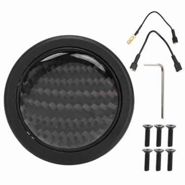 Imagem de Generic Substituição de Botão de Chifre de Fibra de Carbono para Volante 6 Parafusos Com 2 Conectores de pá de Lado Fáceis de Instalar