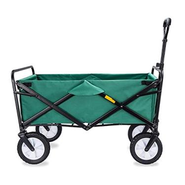 Imagem de Carrinho de carroça dobrável resistente com 4 rodas carroça utilitária multifuncional para acampamento ao ar livre, praia e compras de supermercado, capacidade de carga de 80 kg