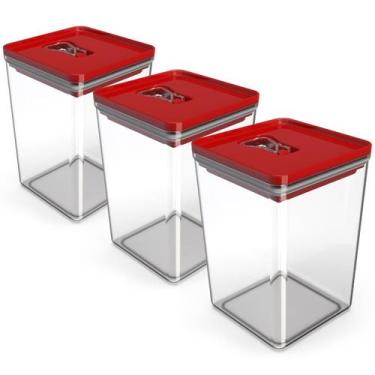 Imagem de Kit Pote Mantimento Hermético 3 Peças de 1,5L Organizador Multiuso Coz