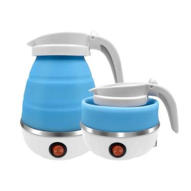 Imagem de Chaleira Eletrica Dobravel Jarra Bule Silicone 600W 110v 600ml Portatil Cor:Azul