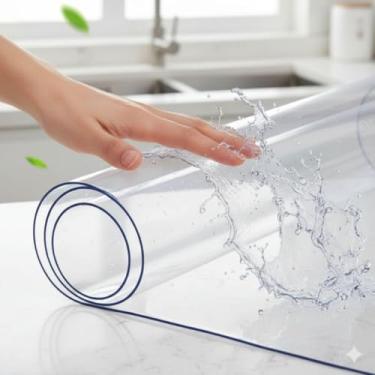 Imagem de Toalha de Mesa Transparente PVC Grossa Impermeável Cristal - Proteção Térmica e Higiênica em Rolo(0.80mm,1m x 1,40m)