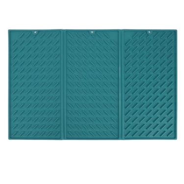 Imagem de Tapete de secagem dobrável com balcão de 3 dobras de silicone de secagem rápida à prova d'água e reutilizável Tapete de cozinha para cozinha Banheiro Secagem de pratos Tamanho (Verde)