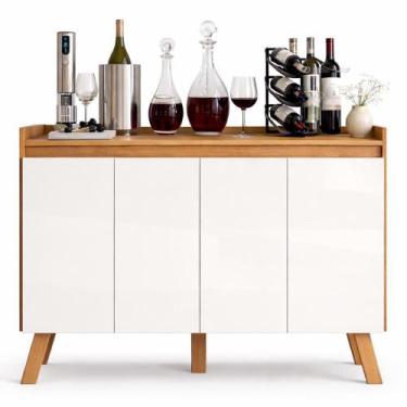Imagem de Buffet Aparador Atlas 4 Portas - PR Móveis, Cinamomo/Branco Tx