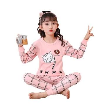 Imagem de Conjunto De Pijamas De Algodão Para Meninas E Meninos, Manga Longa, Ro