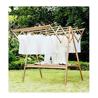 Imagem de Grande escorredor de roupas dobrável com 5 varetas - suporte dobrável de 2 camadas com rodízios para uso fácil - Suporte para lavadora e secadora com economia de espaço