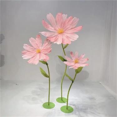 Imagem de Conjunto de flores de papel gigantes - Decorações de margaridas artificiais para exibição floral de aniversário, casamento e festa - Enormes arranjos para decoração de fundo de banquete
