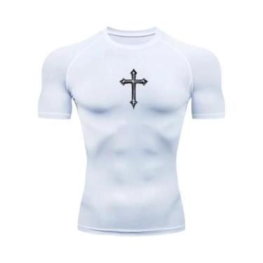 Imagem de Camiseta Masculina De Compressão Com Estampa De Cruz Cristã, Secagem R