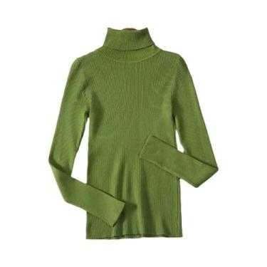 Imagem de Suéter Feminino De Gola Alta Preto, Moda De Inverno, Tricô Elástico, T