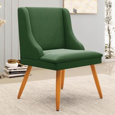 Imagem de Kit 8 Cadeiras Estofadas Para Sala De Jantar Pés Palito Lia Suede Verde - Ibiza