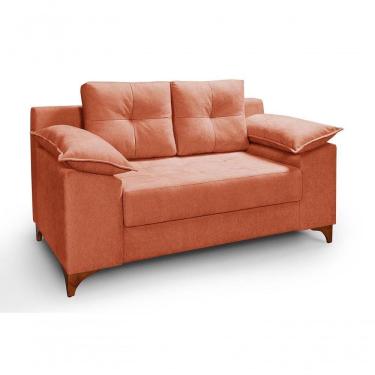 Imagem de Sofá Ibiza 2 L Casal 1,57m Veludo Luxo Fixo Pés De Madeira Goiaba 207