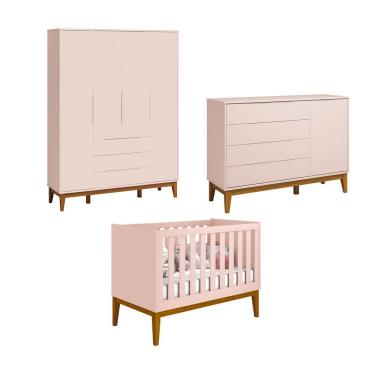 Imagem de Jogo De Quarto Classic Elfe Sapateira Rosa Fosco - Moveisaqui