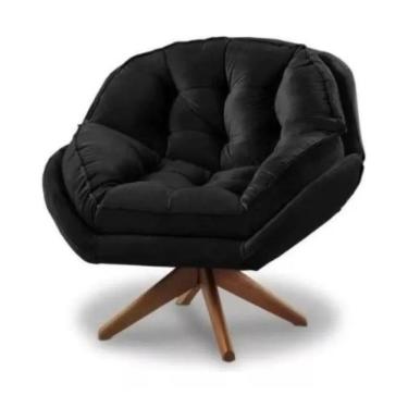 Imagem de Poltrona Decorativa Califórnia Com Base Giratória Veludo - Ssx Multicoisas Cor Preto