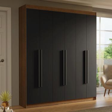 Imagem de Guarda-roupa Casal 6 Portas Batentes Saturno Madesa Rustic/preto