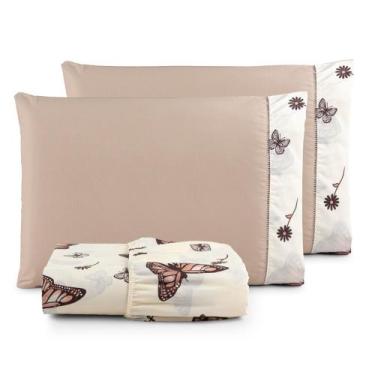 Imagem de Jogo de Lençol King 3 Peças Estampado 100% Algodão 180 Fios - DEMAISE 