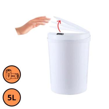 Imagem de Lixeira Automática Redonda 5 Litros com Sensor Infrared Branca Plástic