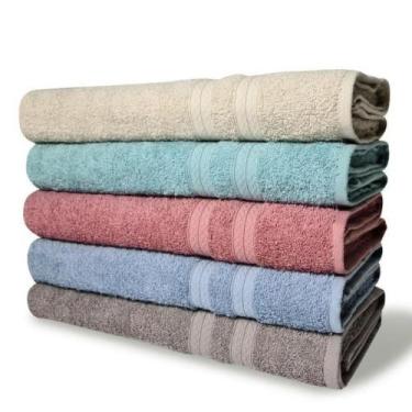 Imagem de Kit 5 Toalhas De Banho 430g/m² Grande Grossa 80x150cm Lisboa - TOALHAS
