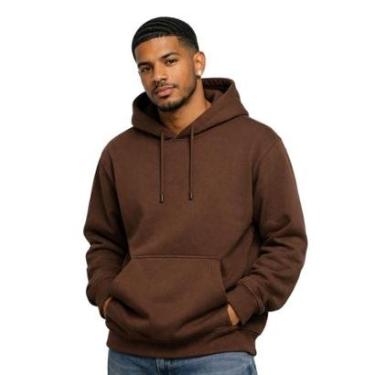 Imagem de Moletom Canguru Blusa de Frio Com Capuz Algodão Inverno Relaxado-Masculino