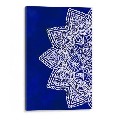 Imagem de Quadro Mandala - Flor Azul em Contraste Vibrante - Mioquadros, 200x130