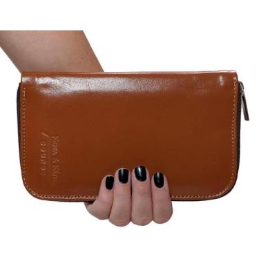 Imagem de Carteira Feminina Longa Com Zipe Em Couro Legitimo Espaçosa Pratica - 