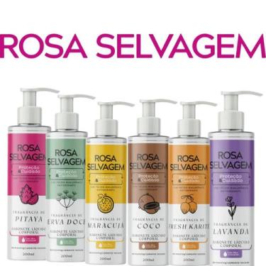 Imagem de Rosa Selvagem Sabonete Corporal 200ml kit Completo c/6