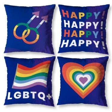 Imagem de Kit 4 Capas de Almofada Orgulho LGBT Decorativas Digital Com Zíper Inv