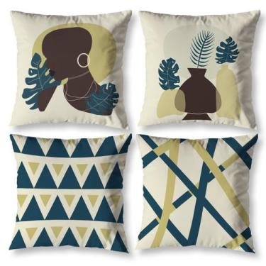 Imagem de Kit 4 Capas Almofada 40cm X 40cm Zíper Invisível Decorativa Moderna Es