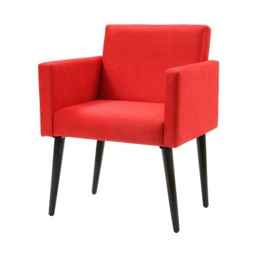 Imagem de Poltrona Luca Para Sala De Recepção Em Suede Vermelho Rud House