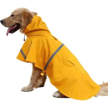 Imagem de Capa De Chuva Refletiva Com Capuz Para Cães: Roupa Para Animais De Est