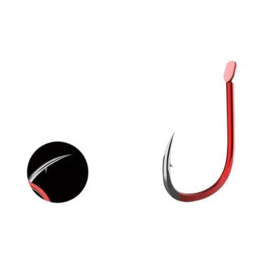 Imagem de Anzóis De Pesca De Aço Carbono Vermelho Com Espinhos 1-10  Caixa Com 5