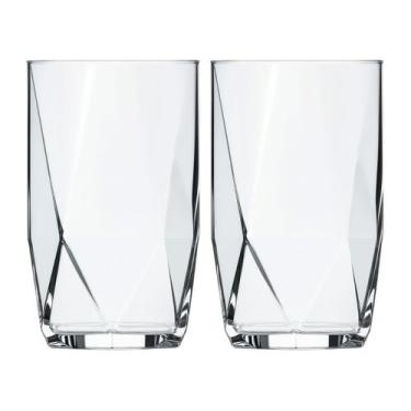 Imagem de Jogo Copos Topazio 360 Ml Nadir Vidro Suco Agua 2 Unidades - CRISTAR