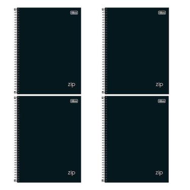 Imagem de Caderno Espiral Universitário Zip 80 Folhas Preto 4 Unidades - Tilibra