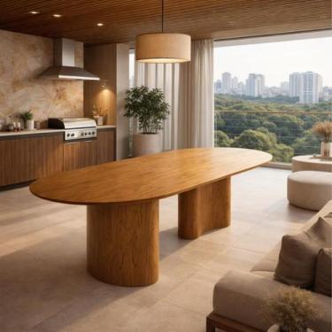 Imagem de Mesa Oval Savana Sala De Jantar E Gourmet Rústica Madeira Natural Área