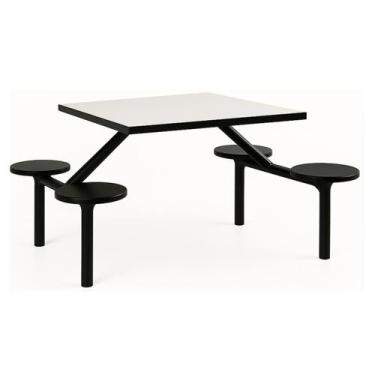 Imagem de Mesa para Refeitório FIXA 4 Lugares MDP Branco de 25 mm - Assento PRET