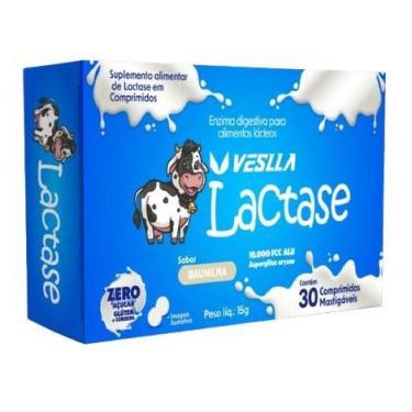 Imagem de Lactase 10000 FCC Baunilha 30 Comp. Mast. Veslla Enzima Digestiva