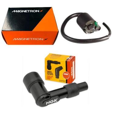 Imagem de Bobina Ignição, Cachimbo Vela Fan 125 2009 Até 2013 - Magnetron/Ngk