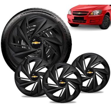 Imagem de Jogo 4 Calota Nitro 13 Preta Fosca Gm Corsa Celta Montana - Elitte