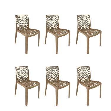 Imagem de Conjunto com 6 Cadeiras Gruvyer Estrutura em Plástico Nude para Jantar Restaurantes e Aeroporto