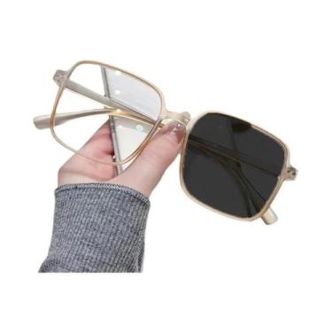 Imagem de Óculos De Sol Vintage Unissex Oversized Com Lentes Anti Luz Azul E Arm