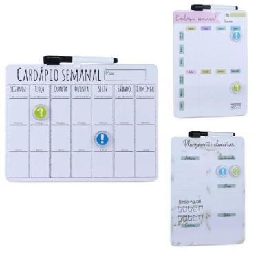 Imagem de Cardapio Semanal Lousa Planejamento Alimentacao Magnetica Planner Diet