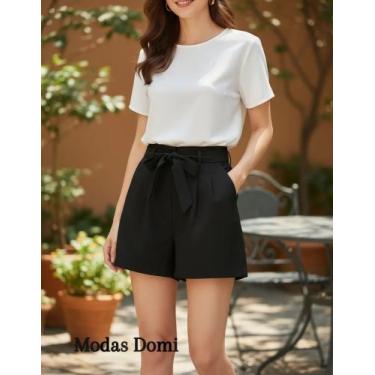 Imagem de Modas Domi- Short Feminino Com Amarração Na Cintura Luis Twill 91112, 