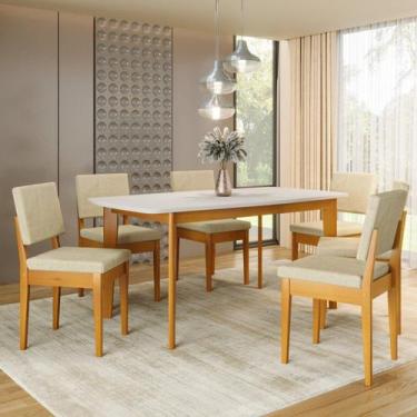 Imagem de Conjunto Sala de Jantar Siera 6 Lugares Retangular Madeira Maciça Miam