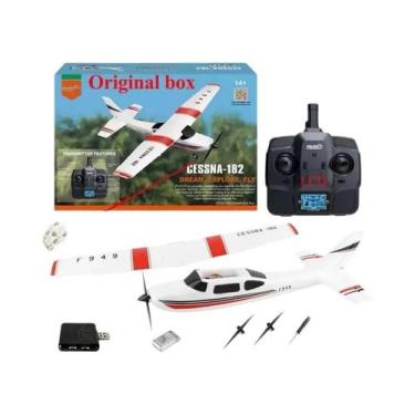 Imagem de Avião RC Cessna 182 3D6G Versão LCD 3 Canais WLtoys 2.4G Drone De Asa 