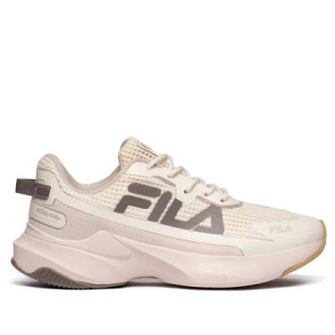 Imagem de Tênis Feminino Fila Recovery Corrida Bege/Rosa Claro, Bege, 34