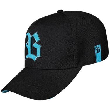 Imagem de Bone Blck Original Snapback Preto Logo Azul Suede Masculino Cor:Preto+
