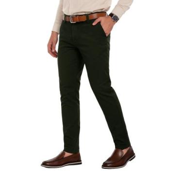 Imagem de Calça Esporte Fino Sarja Slim Medson, Verde militar, 38, Masculino