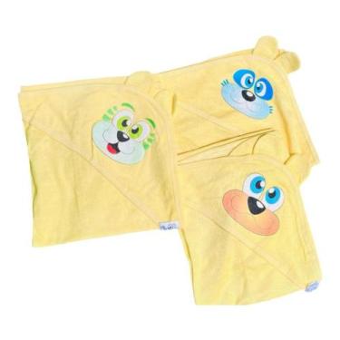 Imagem de Toalha de banho bebe mafessoni com orelhinha, amarelo